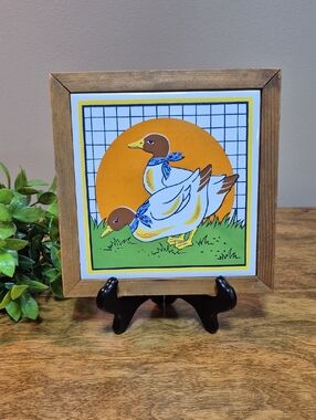 GAILSTYN SUTTON Vintage 1980s Ducks Kitchen Tile Trivet Kitchen Wall Decor